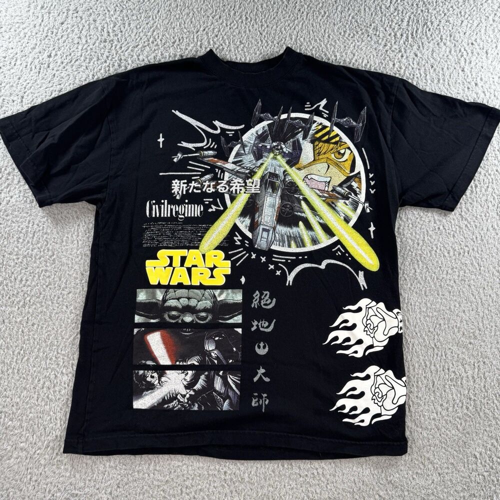 Civil Regime Star Wars Anime Graphic T-Shirt Mens Small Manga Luke Skywalker AOP